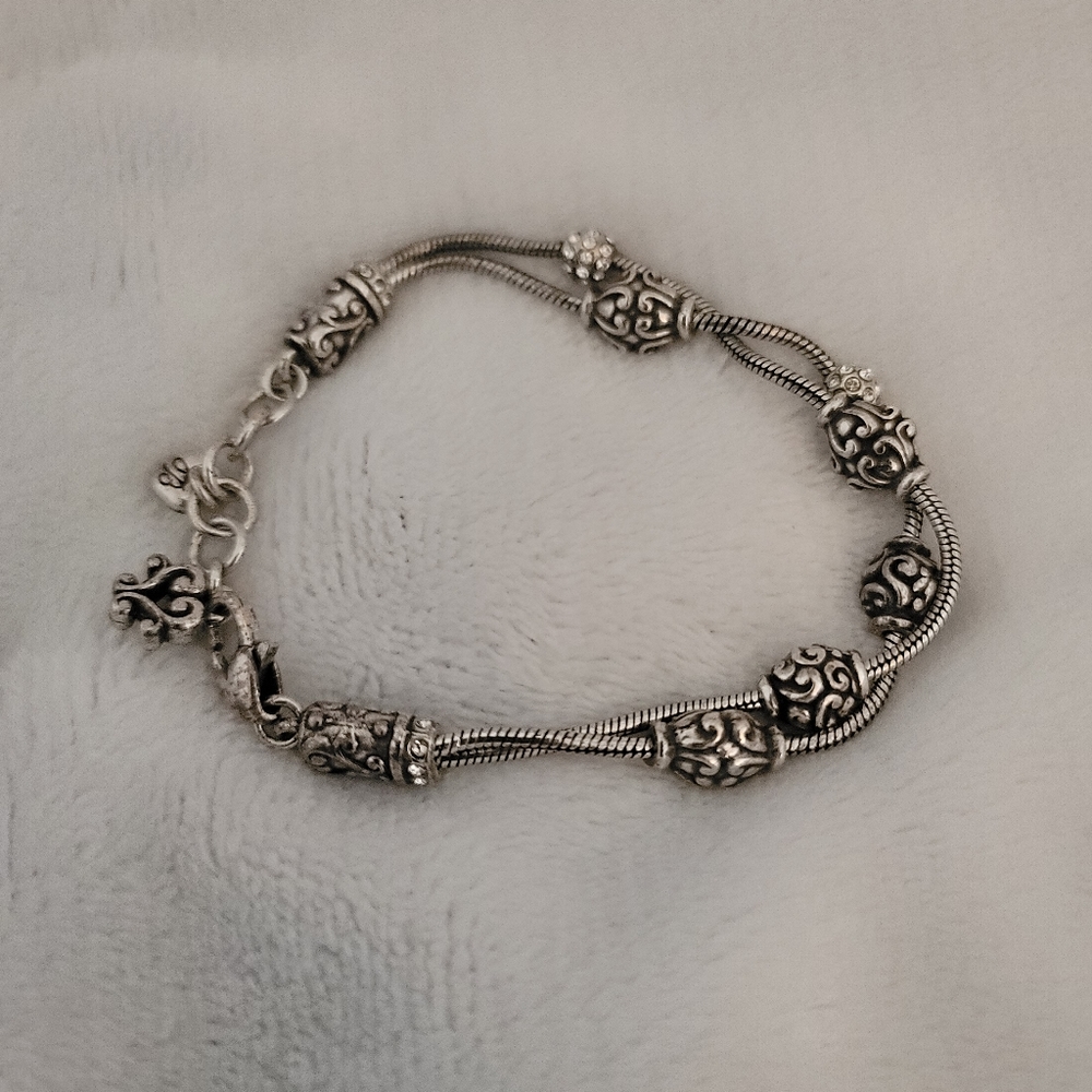 Brighton Silver 2 Strand Bracelet w/crystals